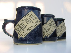 named mugs made at Bentham Pottery