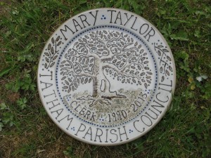 slip decorated commemorative plate